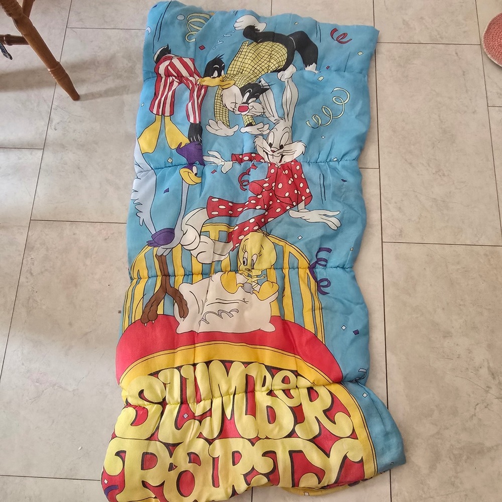 Vintage Looney Tunes Slumber Party‎ Sleeping Bag Bugs Bunny Daffy Duck 90s WB